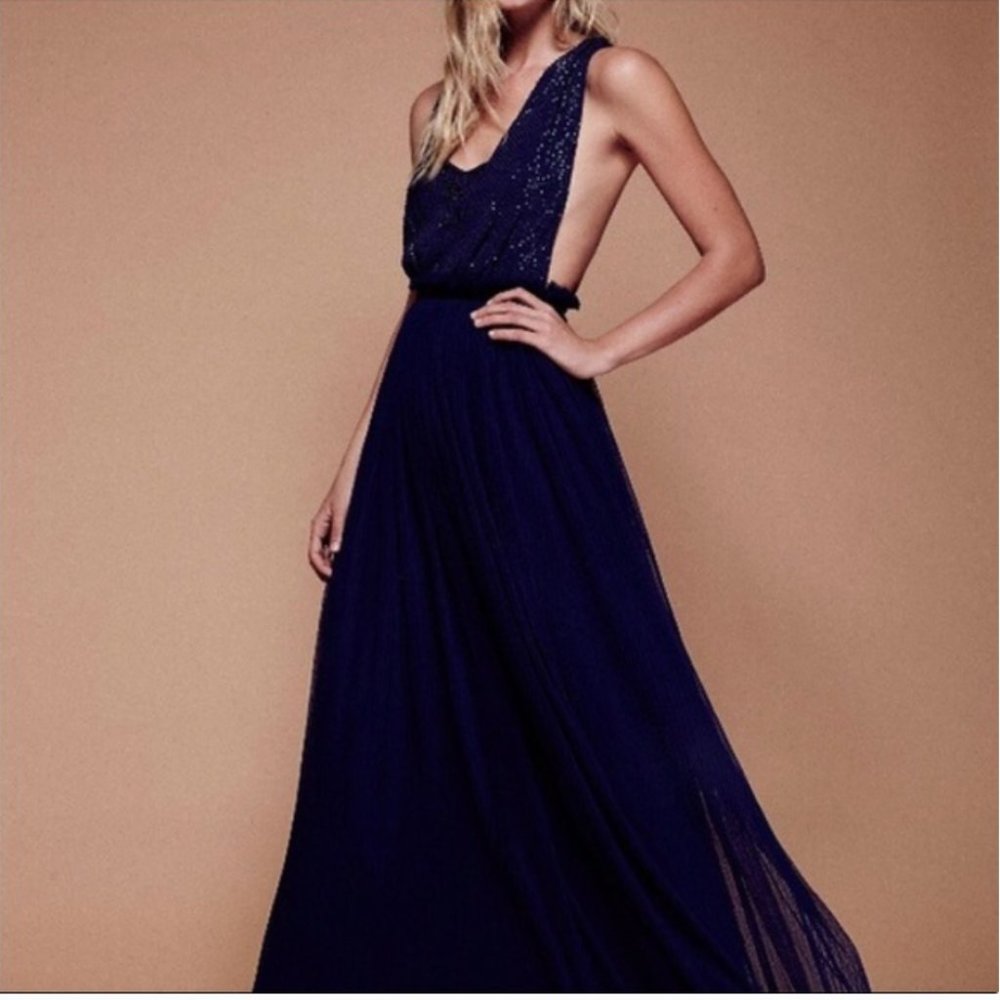 Free People Cleo Maxi Dress Navy Blue size 0